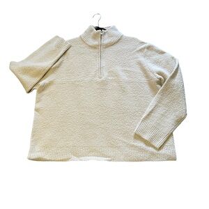 NWT Jenni Kayne Sand Ivory Merino Wool Half Zipper Pullover Sweater XXL